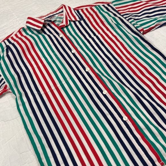Vintage Gina Peters Striped 100% Cotton Short Sleeve Button Up size Small - Picture 5 of 8